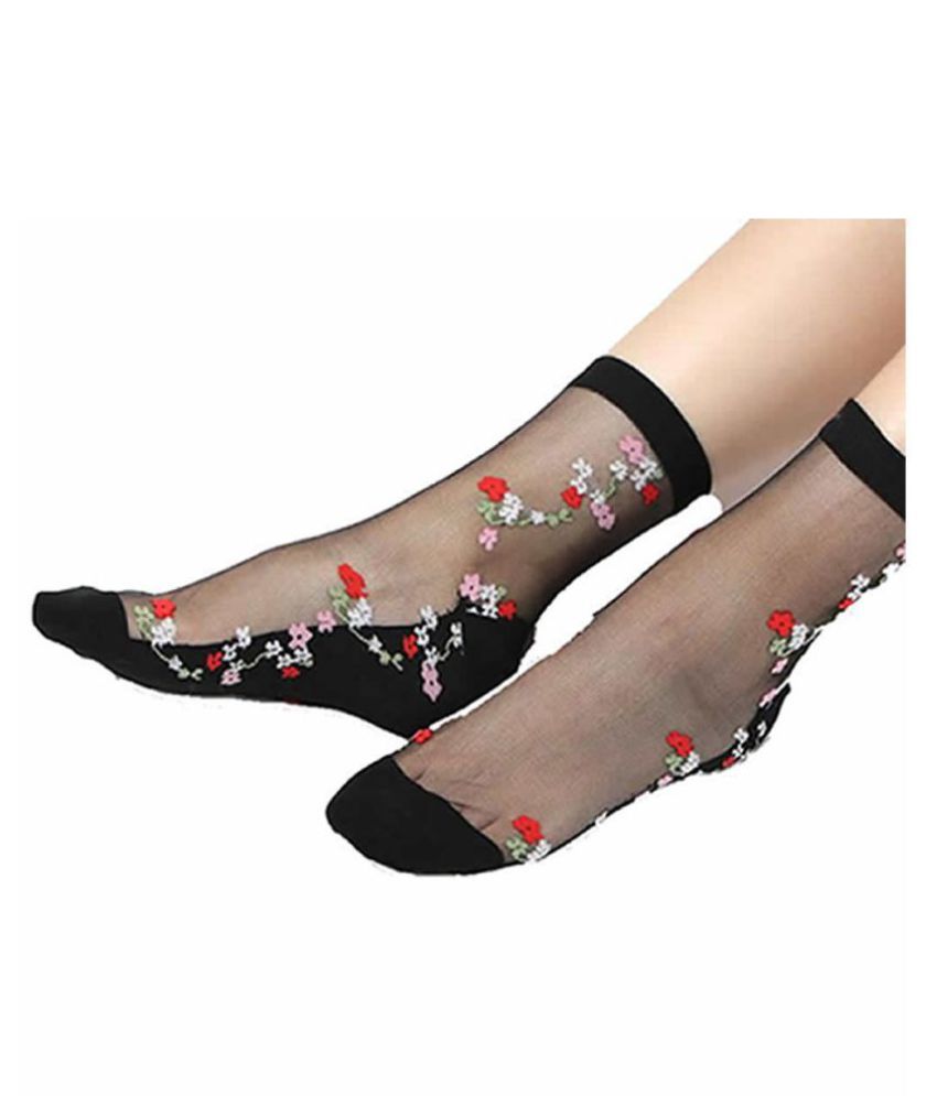 Hind Home Premium Quality Nylon Black Color Floral Print Ankle Length