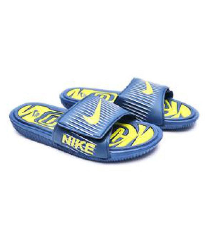 nike slippers blue