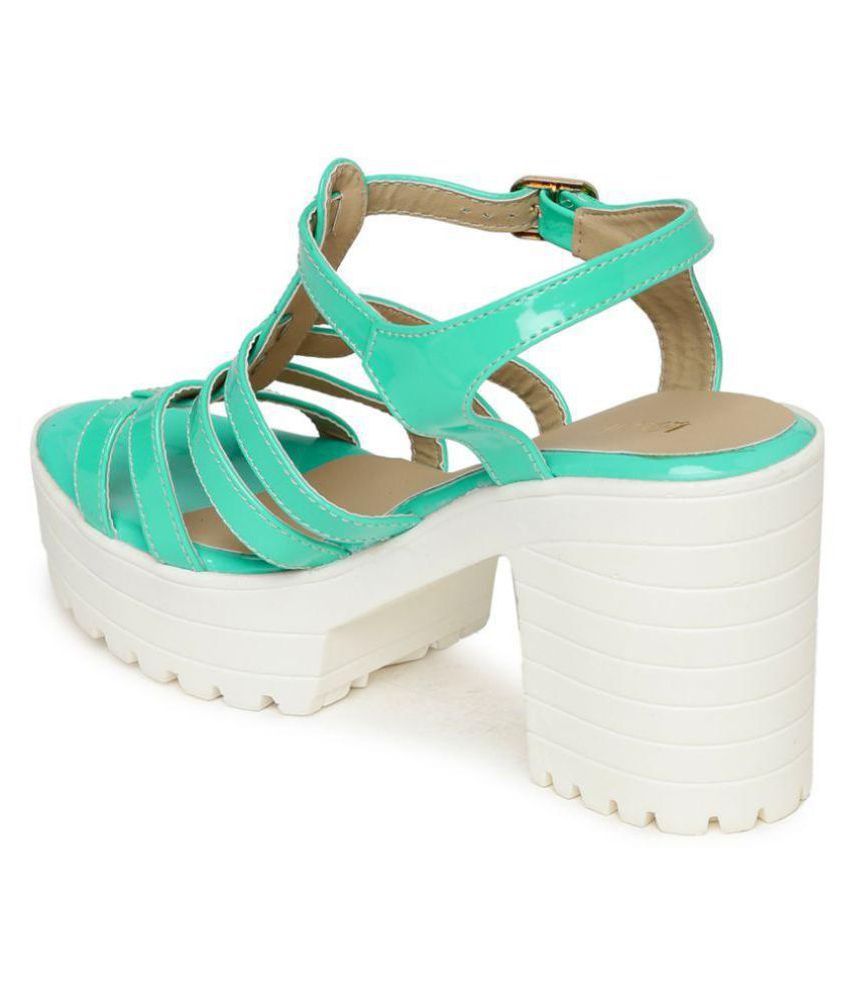 lime green block heel shoes