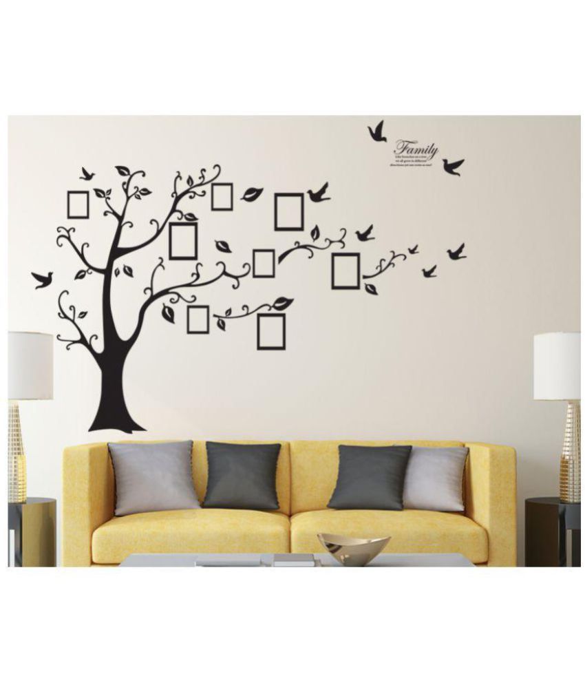     			HAPPYSTICKY nature Vinyl Black Wall Sticker - Pack of 1