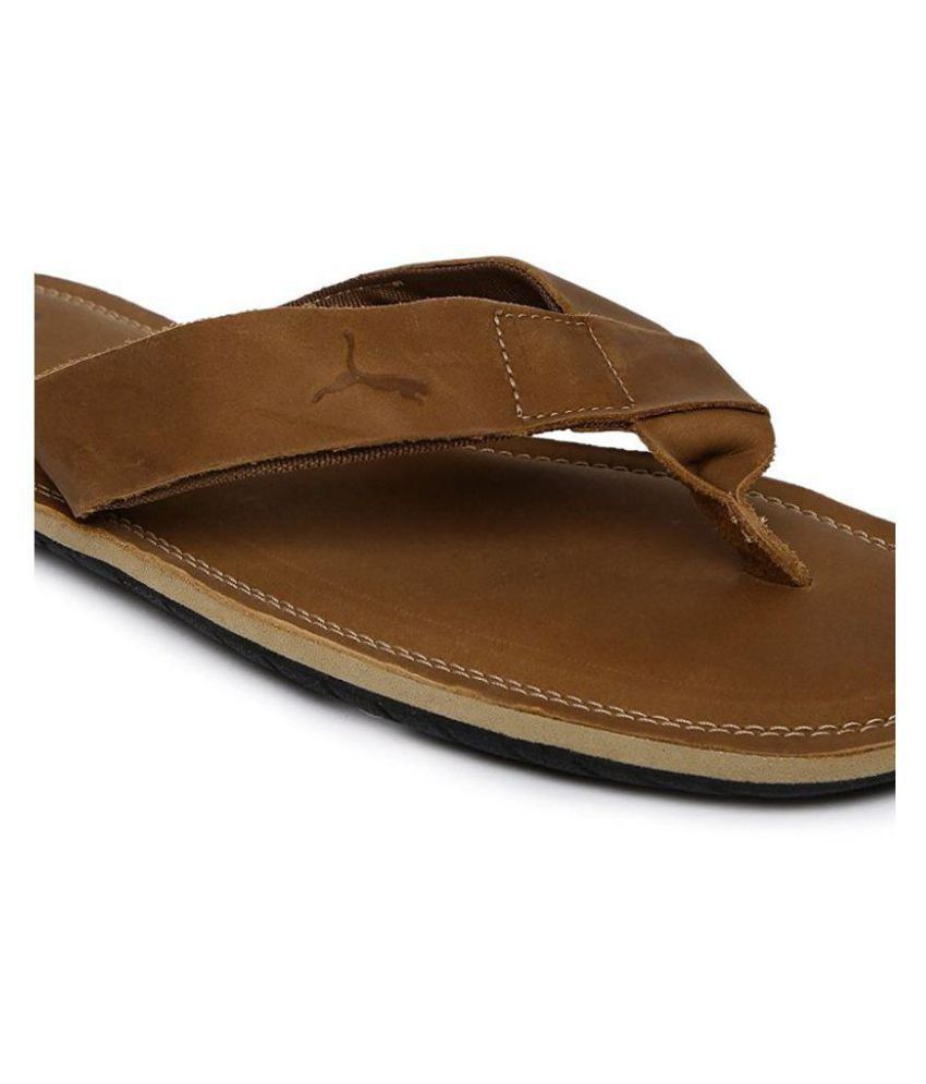 Puma Paramount IDP Brown Leather Slippers Price in India- Buy Puma ...