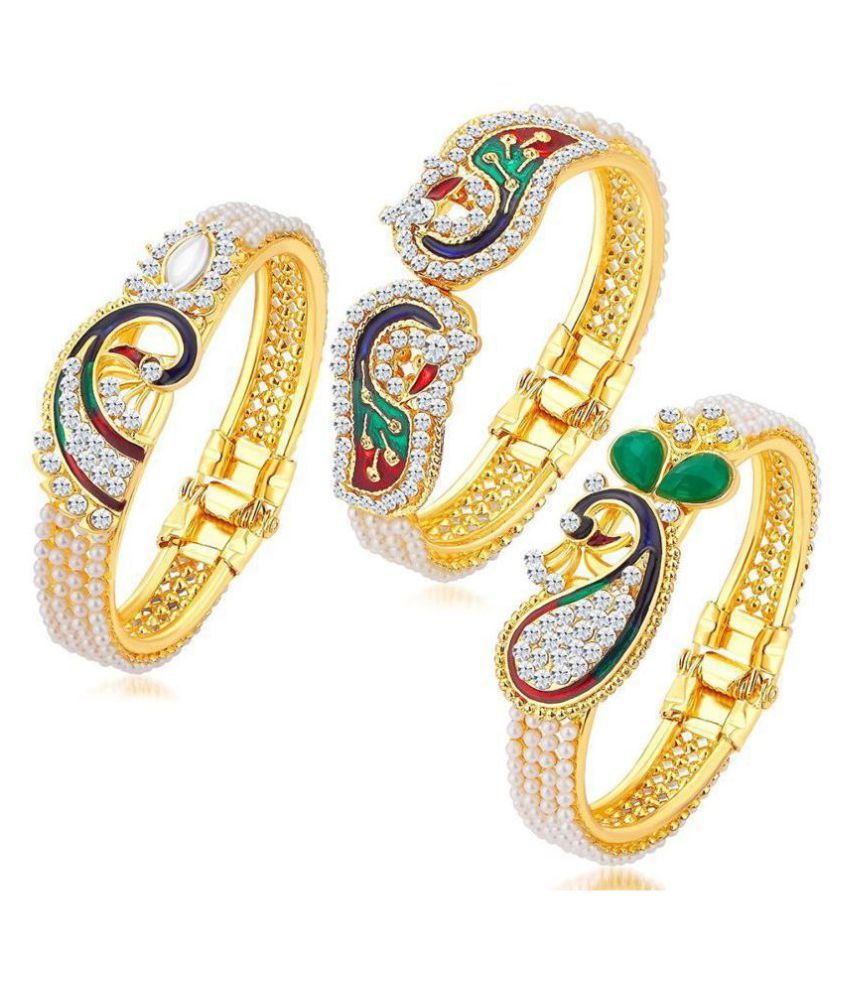     			Youbella Traditional Pearl & Gold Plated Combo Bangle Set For Women