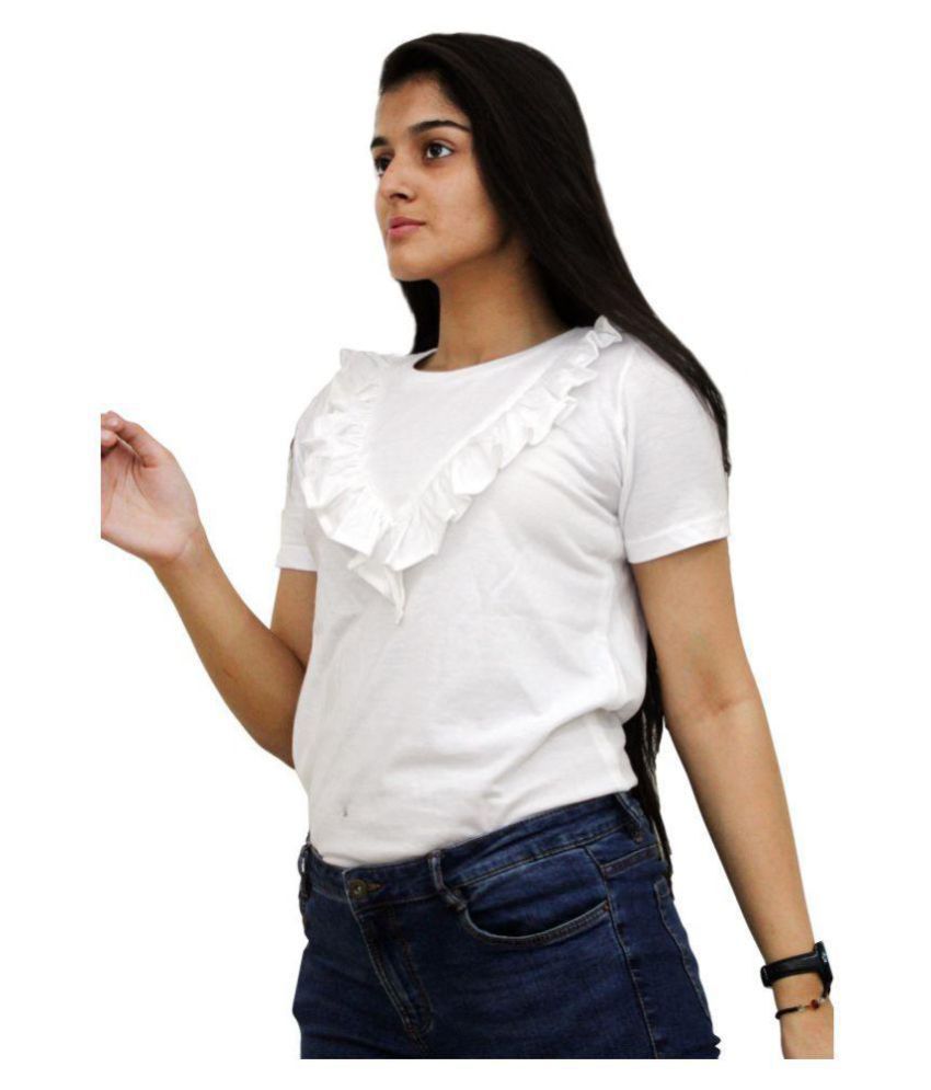 Topknot Cotton Regular Tops White Buy Topknot Cotton Regular Tops