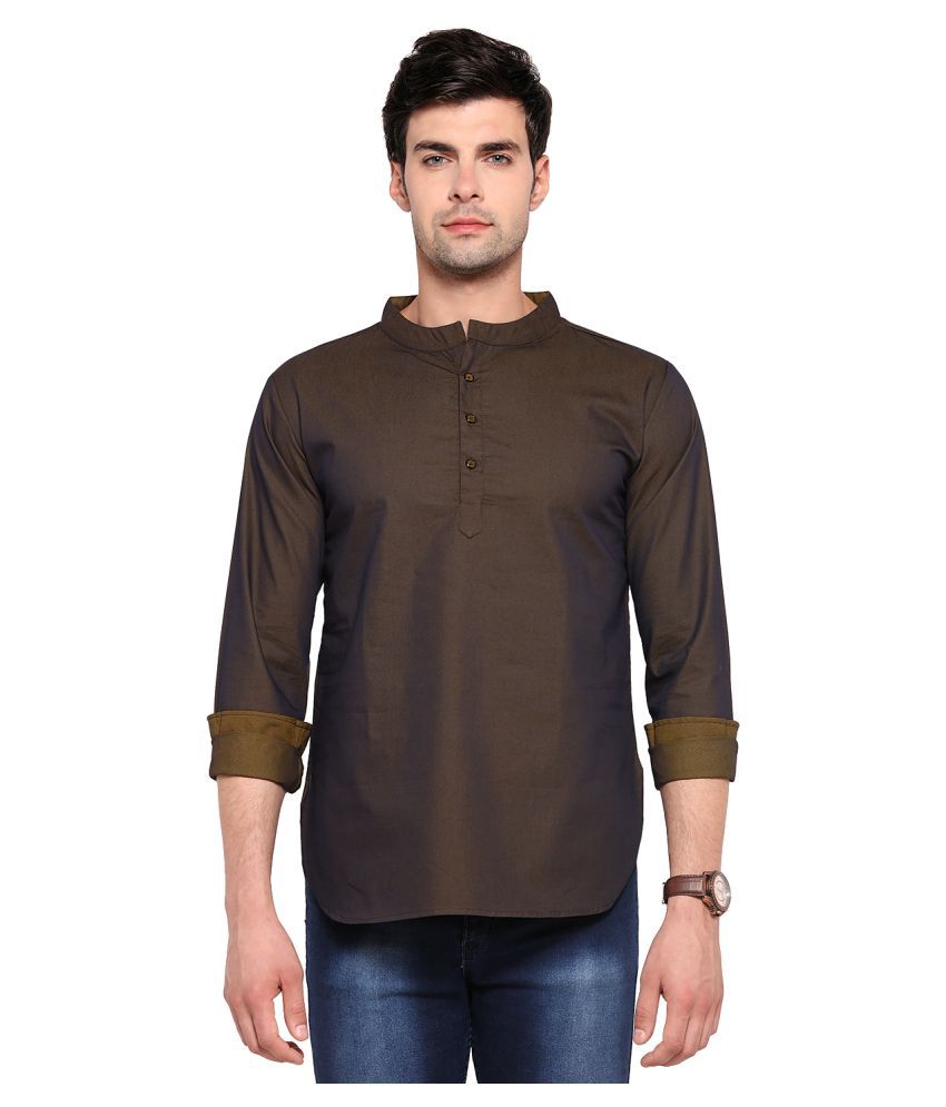     			Vivid India Brown Cotton Kurta