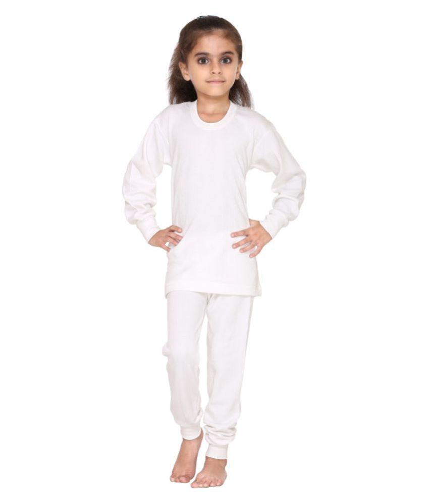     			Vimal Jonney White Cotton Blend Thermal Set