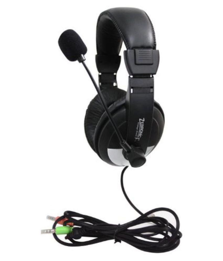     			Zebronics 100HM Over Ear Headset with Mic Black