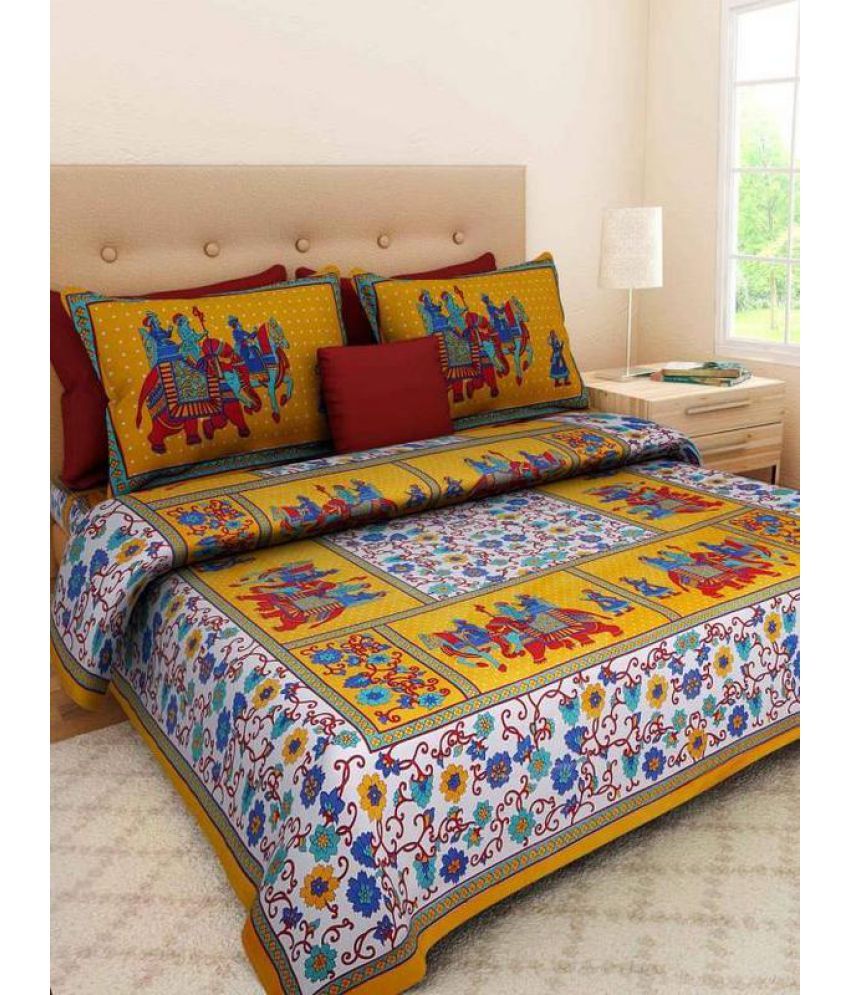 JAIPUR PRINTS Cotton Double Bedsheet with 2 Pillow Covers - Buy JAIPUR ...