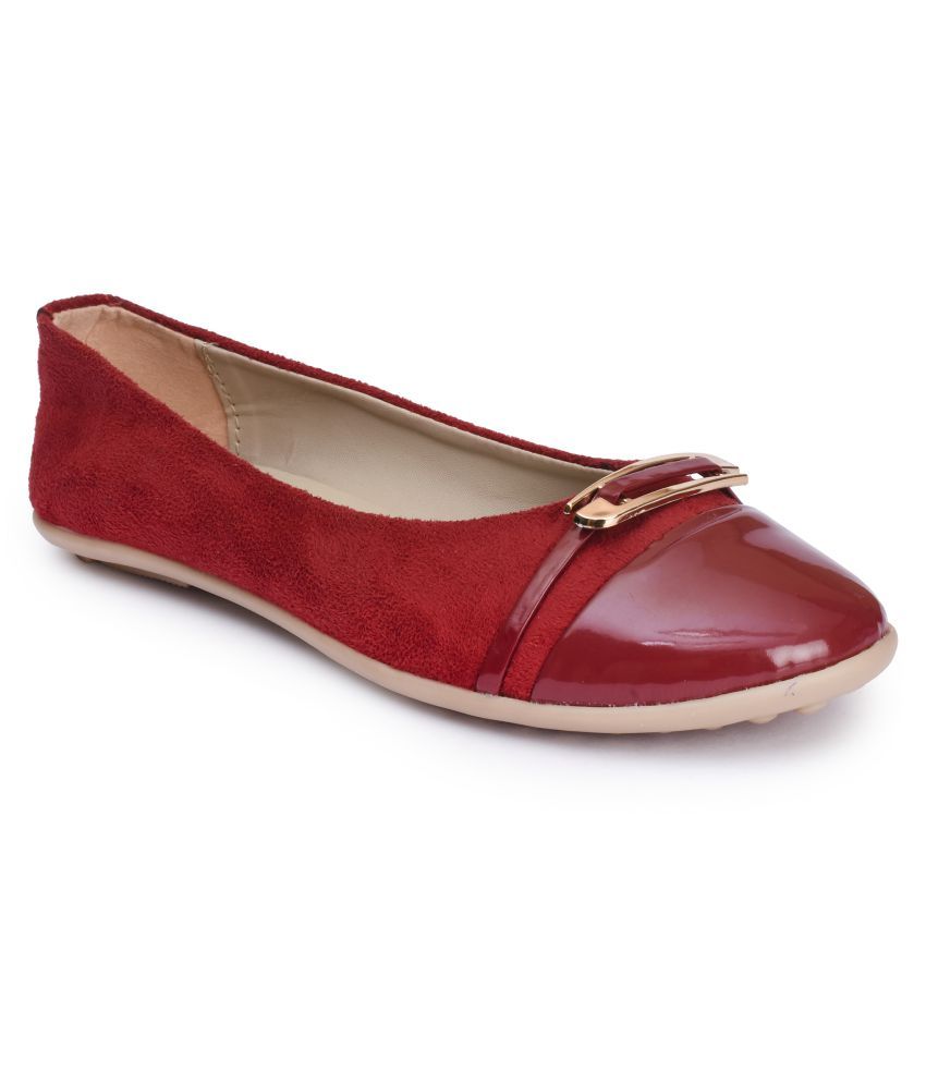red leather ballerinas