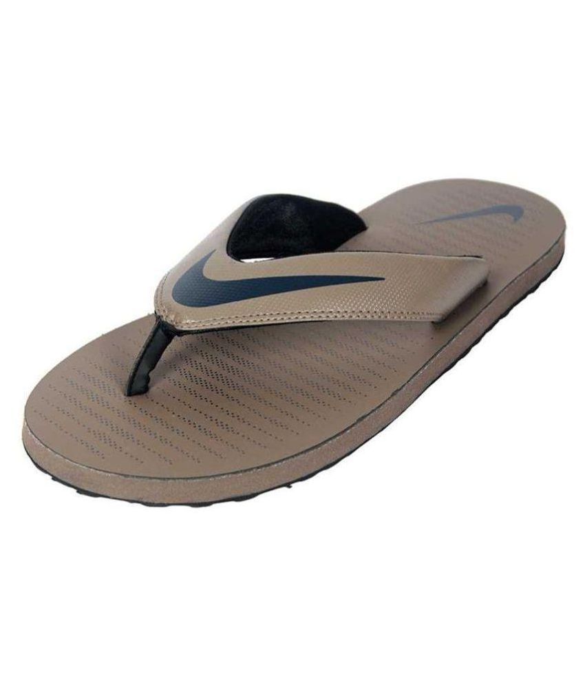 brown nike flip flops