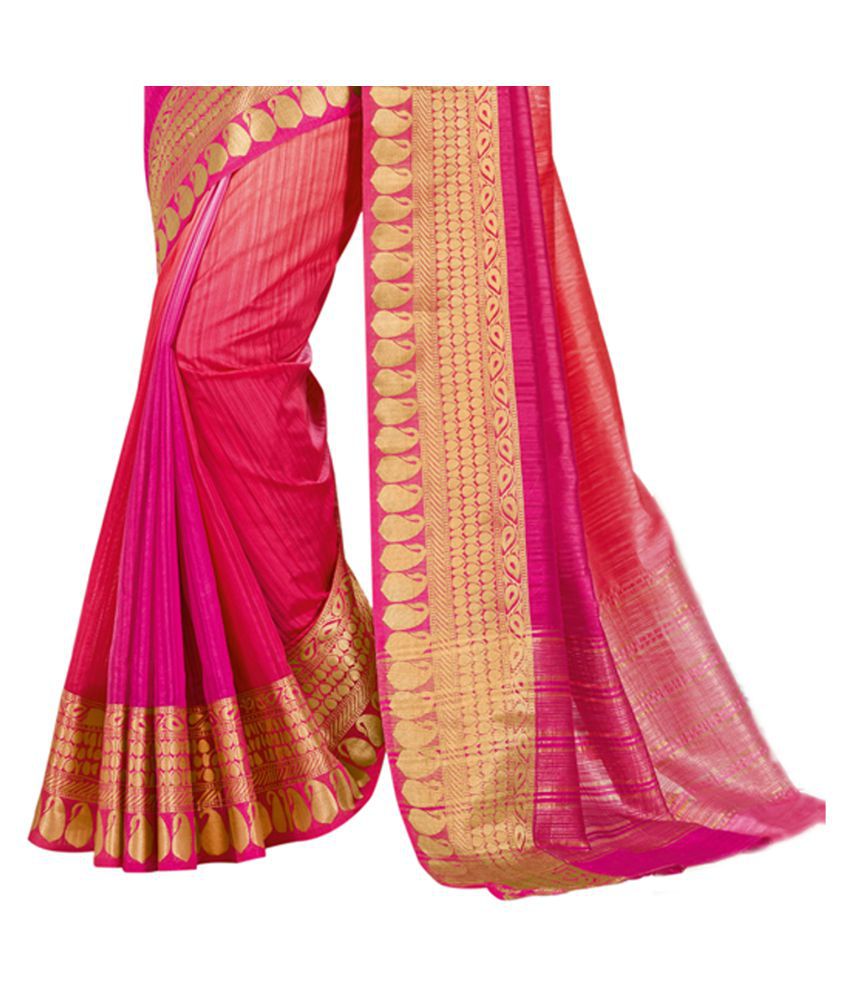 Ashika Red And Pink Silk Blends Saree Buy Ashika Red And