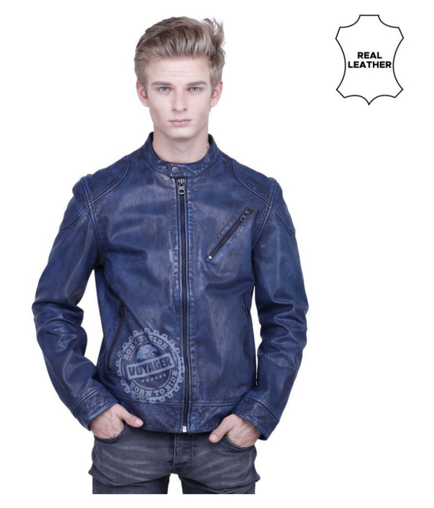 Roas By Justanned Blue Leather Jacket Roas By Justanned Blue Leather Jacket