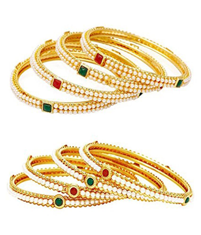     			Zeneme Fashion Jewellery Traditional Combo of Gold Plated Bracelet Bangles Set For Girls and Women