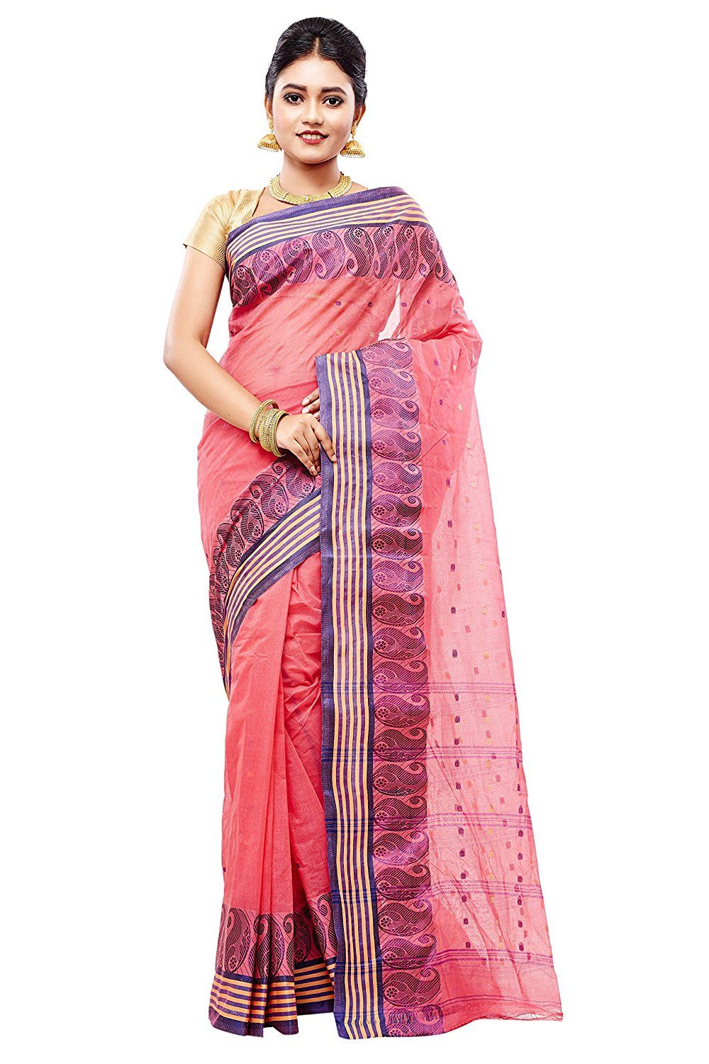 Slice of Bengal Pink Cotton Saree - Buy Slice of Bengal Pink Cotton ...