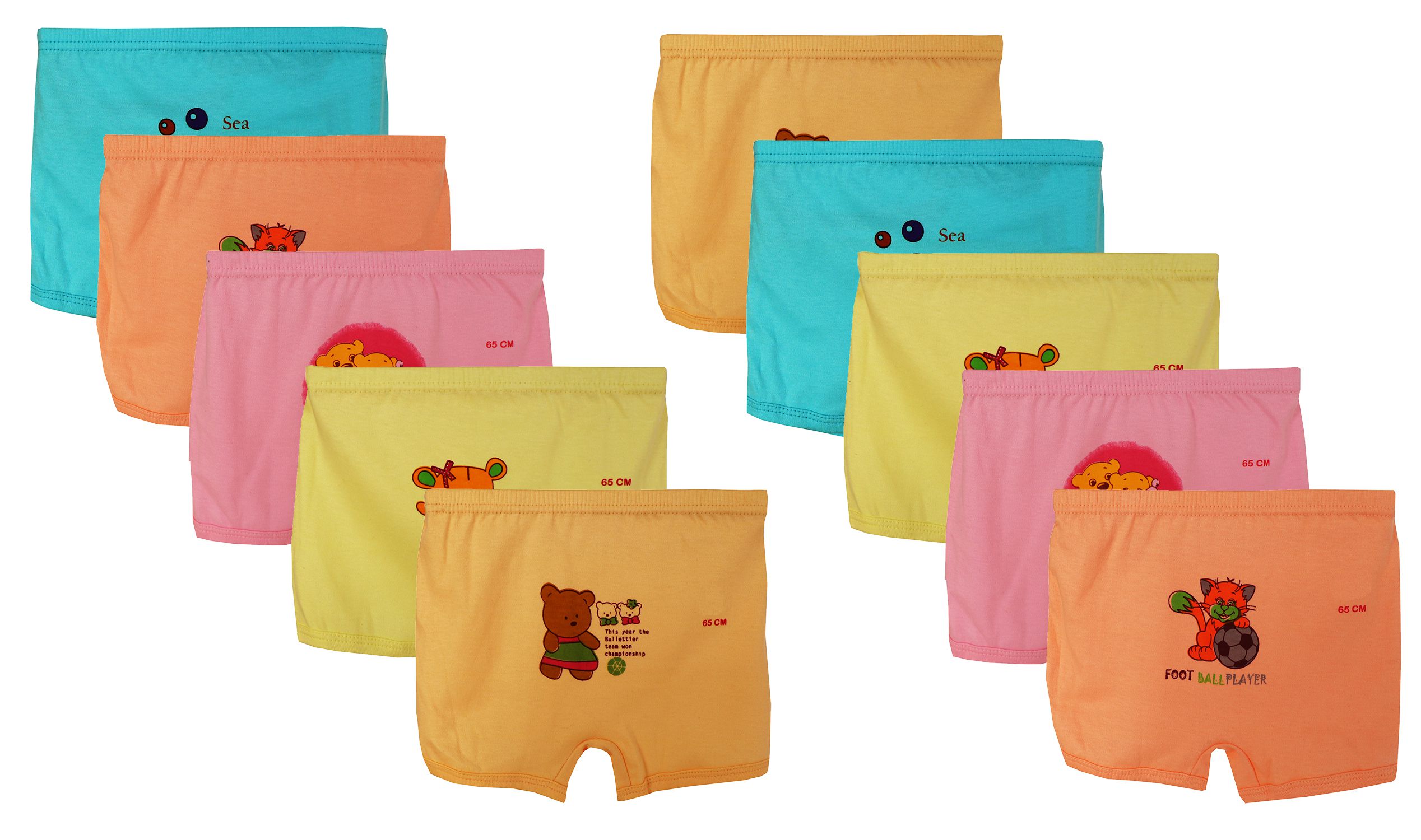     			Elk Kids Baby Girls and Boys soft cotton Drawer Trunk Bloomer Printed Innerwear 10 Piece Combo