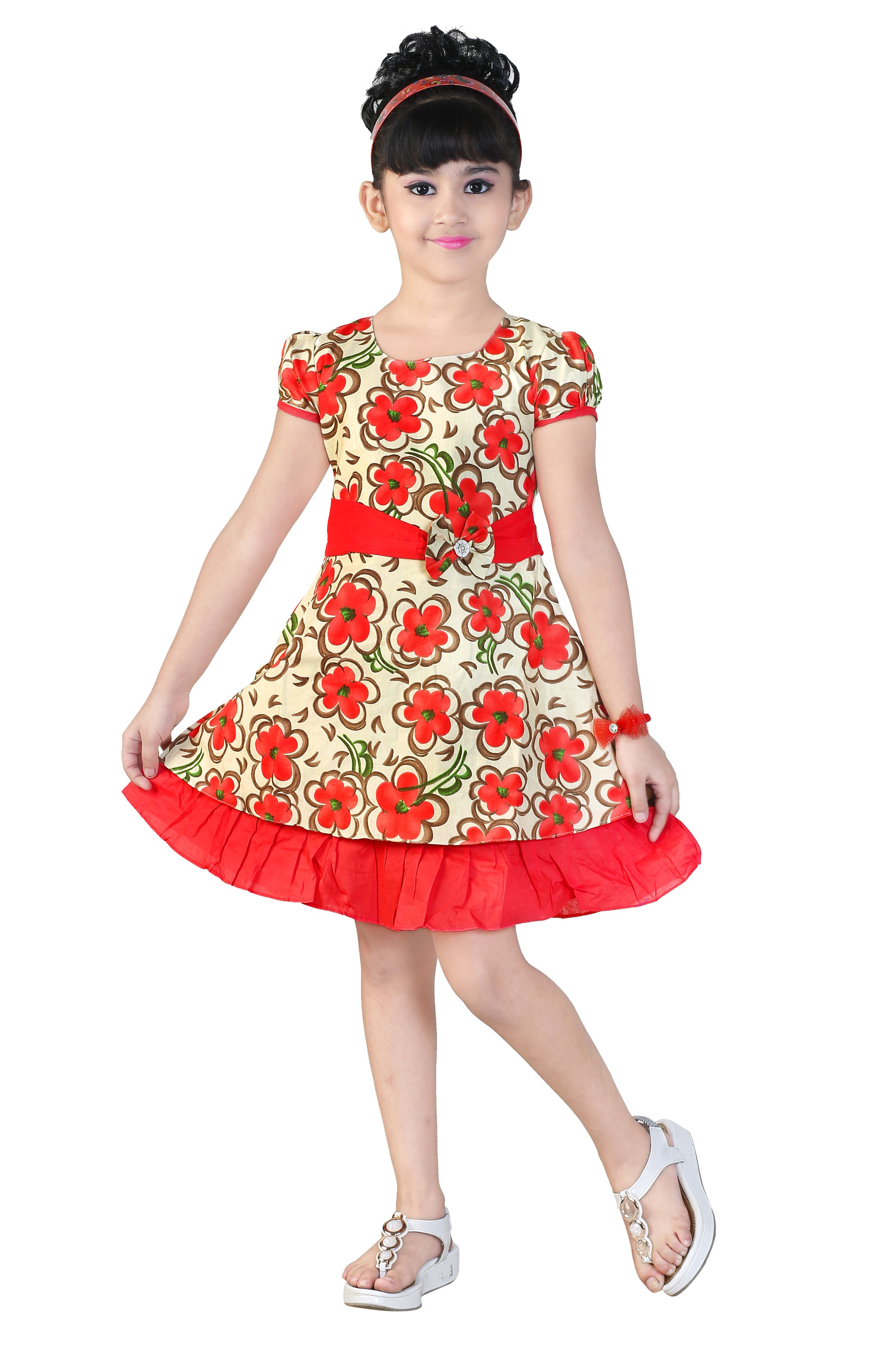 Zadums Girls Cotton A-Line Frock,Red - Buy Zadums Girls Cotton A-Line ...