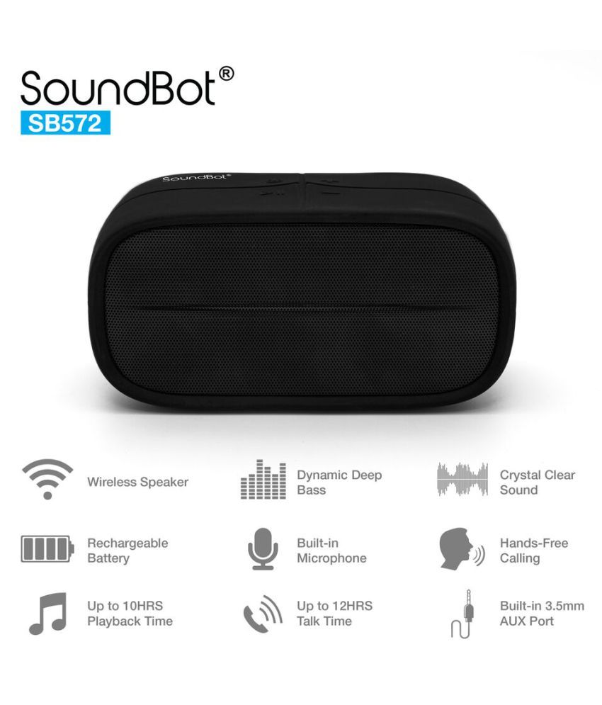 Soundbota Sb520 3d Hd Bluetooth 4 0 Wireless Speaker For 15 Hrs Music Streaming Hands Free Calling W Passive Sub Woofer 5w 5w 50mm Driver Speakerphone Built In Mic 3 5mm Audio Port 2200mah