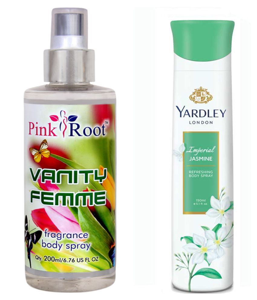Yardley Imperial Jasmine Refreshing Body Spray 150ml and Pink Root