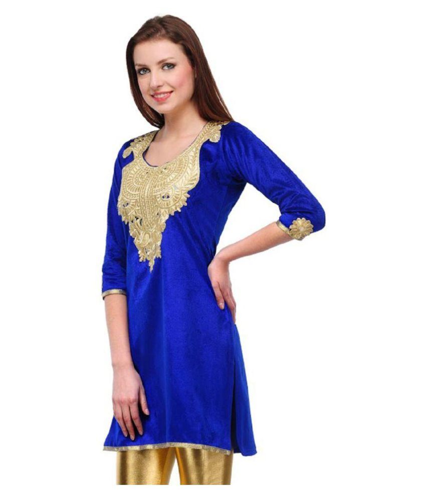 pink blue combination kurti