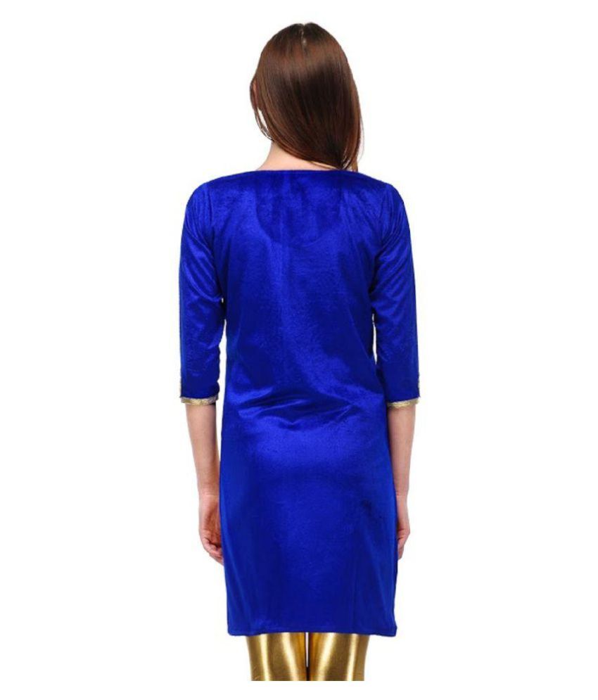 pink blue combination kurti