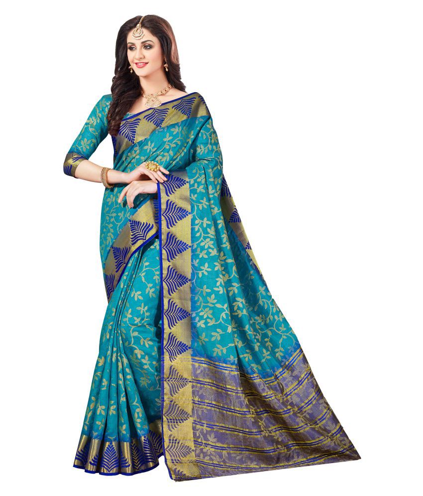 Aarti Apparels Blue Silk Saree - Buy Aarti Apparels Blue Silk Saree ...