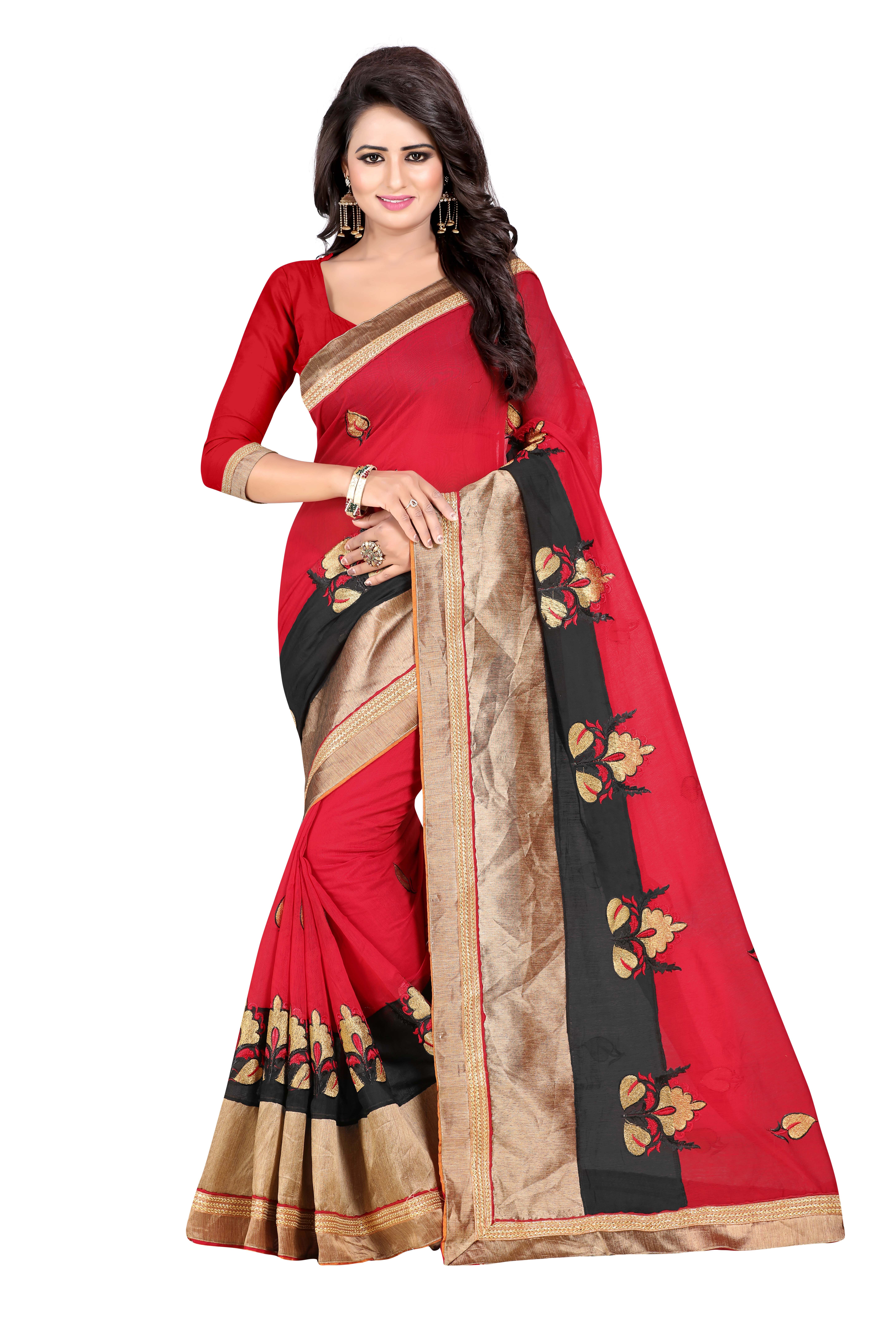 white and red cotton saree online