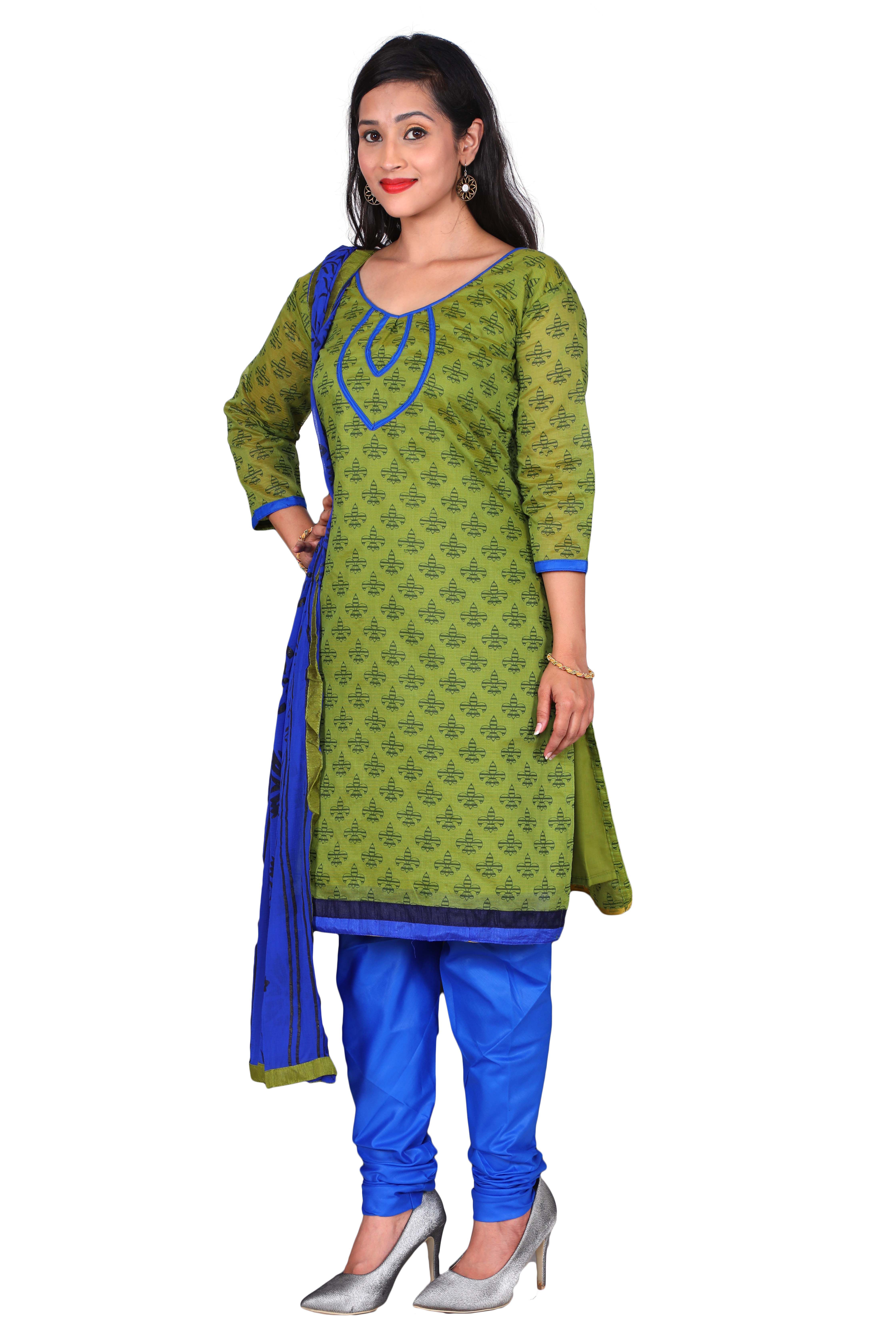 The Chennai Silks Green Chanderi Dress Material - Buy The Chennai Silks