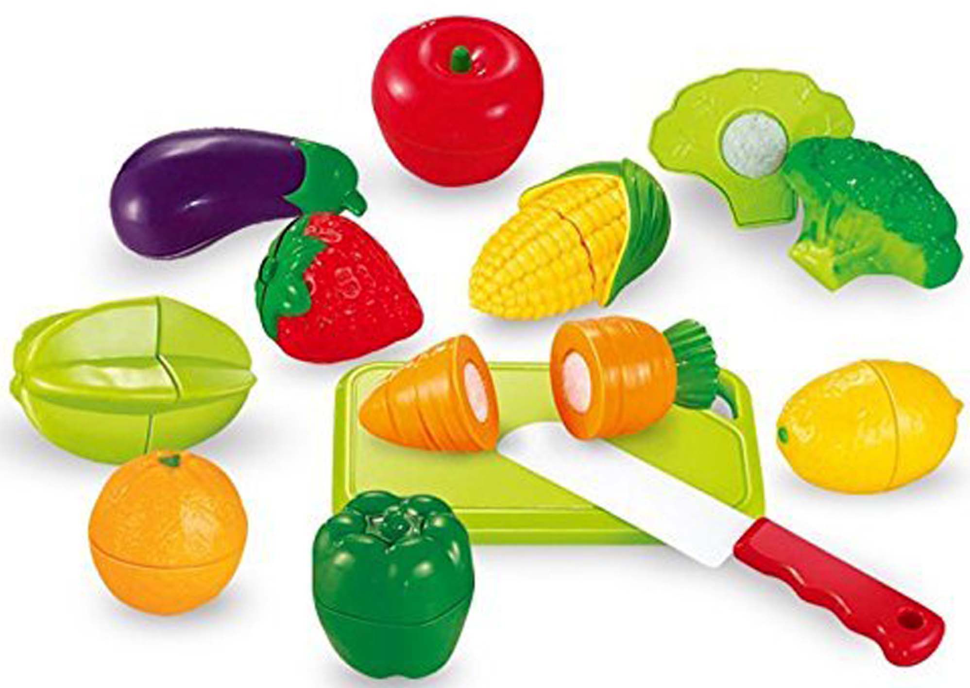 Bonkerz Realistic Sliceable Vegetable Velcro Cutting Play Toy Set For