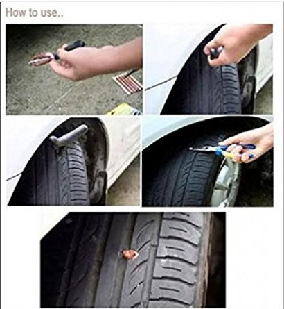 tubeless tyre puncture repair kit with air pump for bike