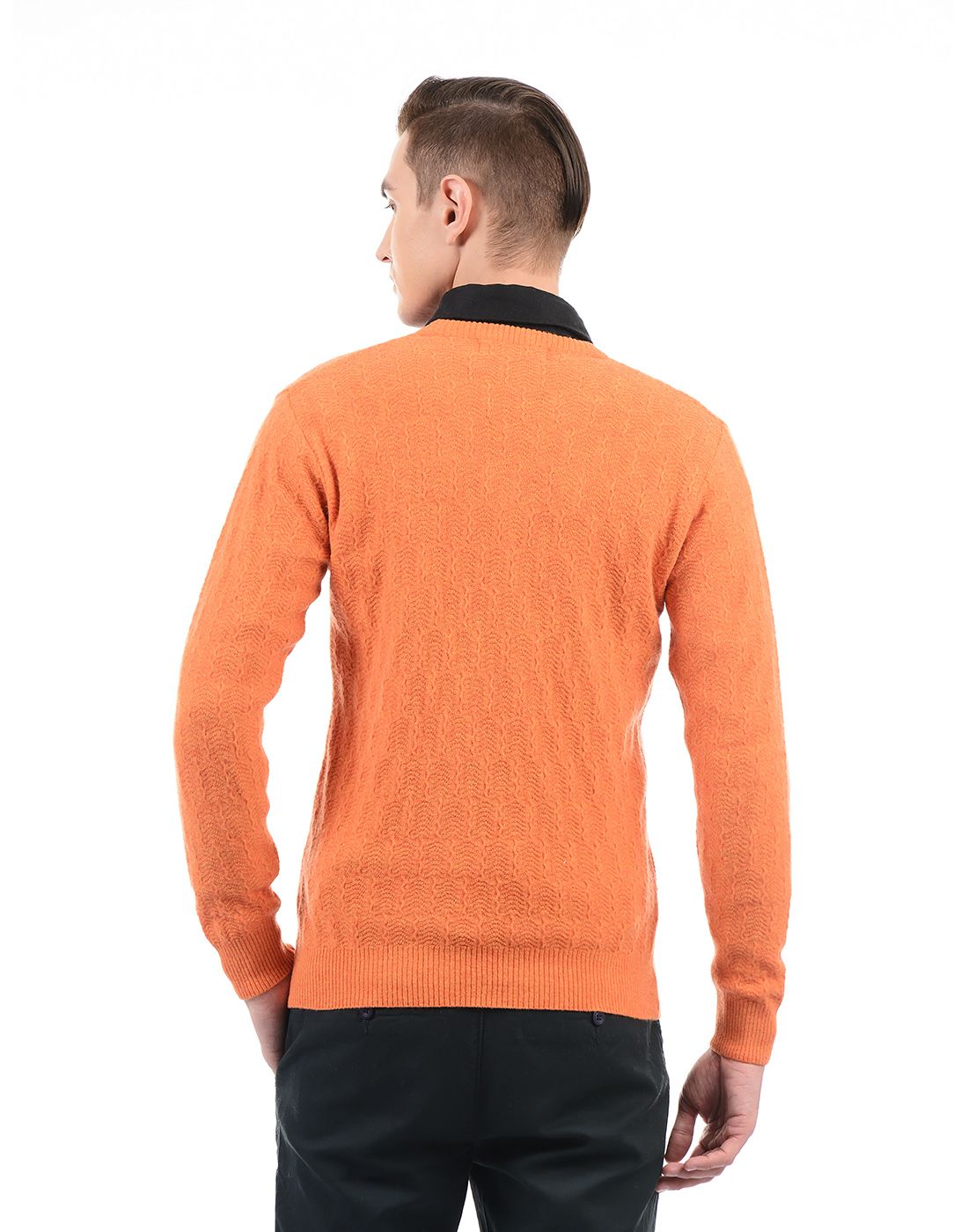 orange v neck jumper