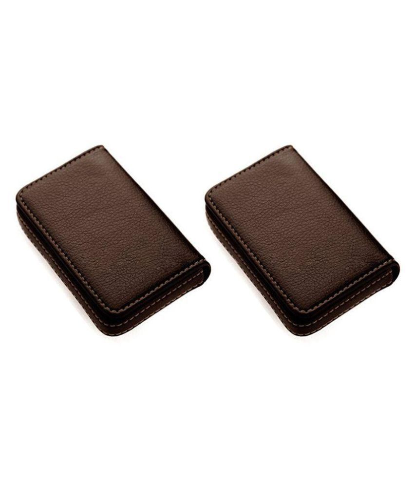     			AmtiQ High Quality Soft Brown Leather Pack of 2 ATM/Visiting Card Holder