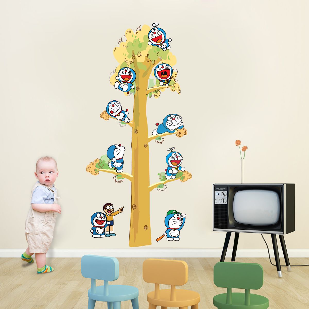     			Sticker Studio Tree doremon Cartoon Characters Theme PVC Sticker