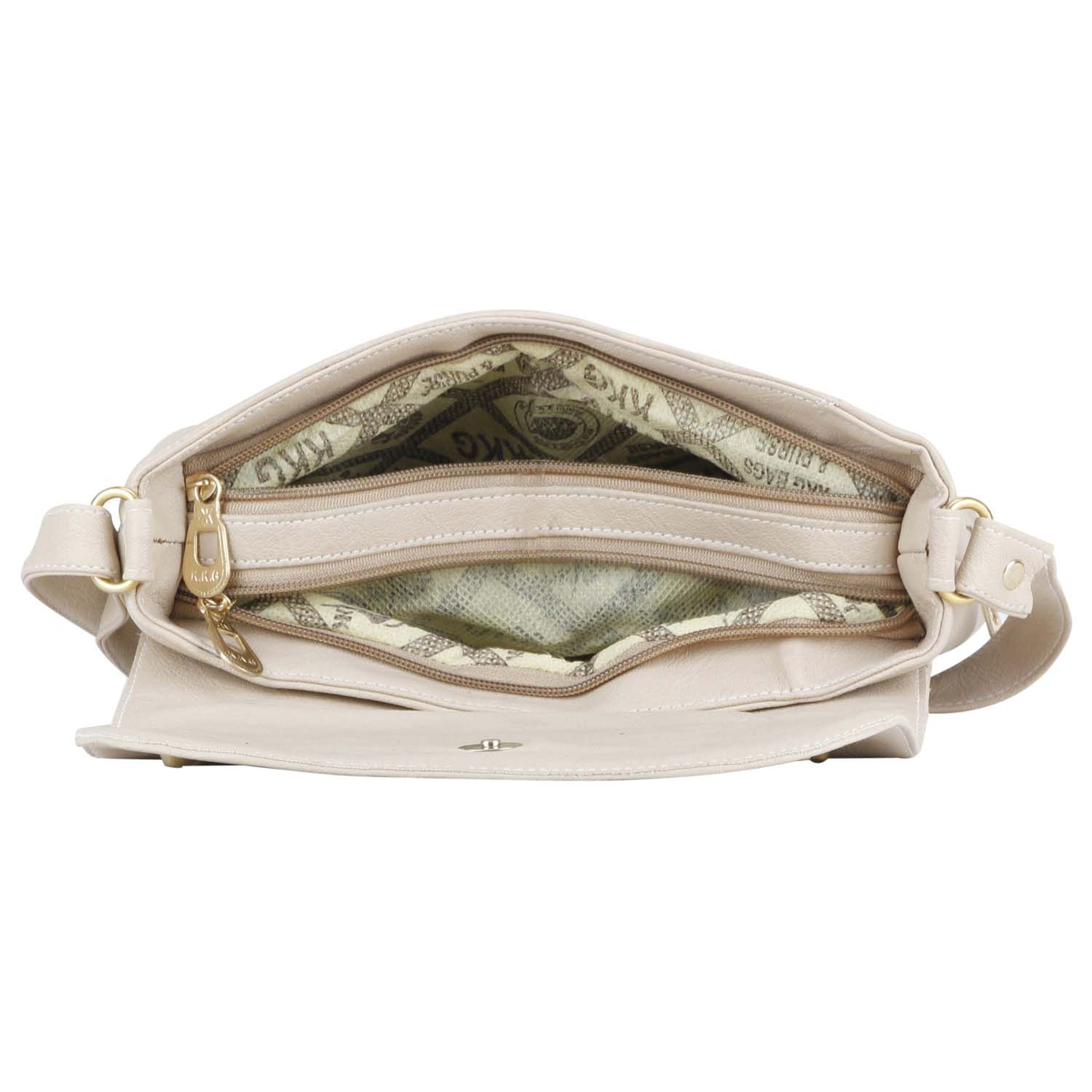 MAEVA Cream Faux Leather Sling Bag - Buy MAEVA Cream Faux Leather Sling ...