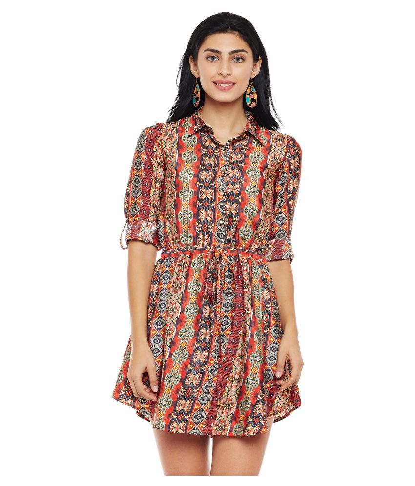 warehouse red shirt dress