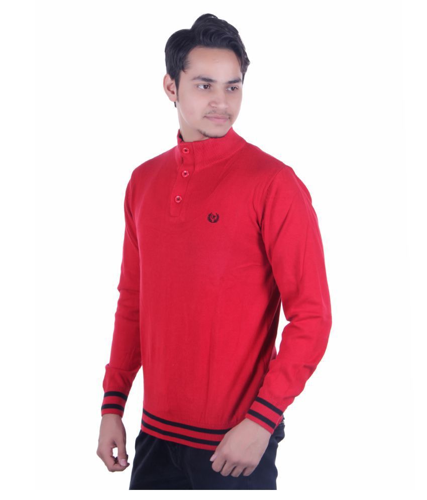 red high neck sweater men