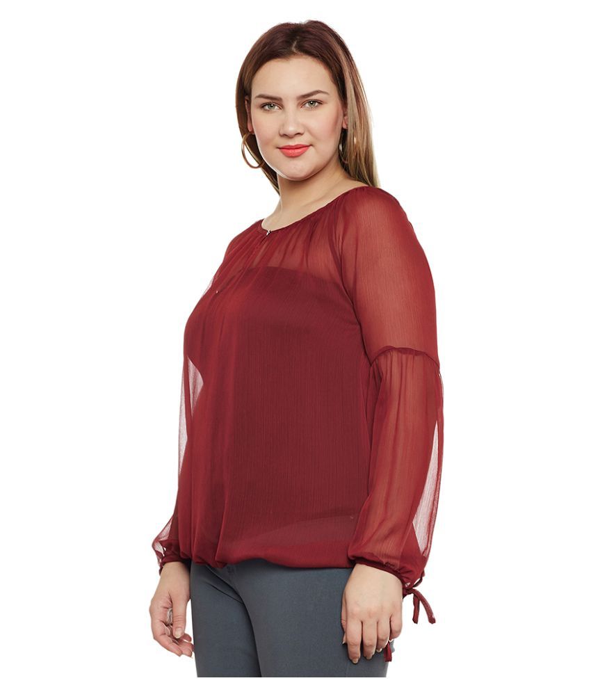 Oxolloxo Polyester Plus Maroon Tops Buy Oxolloxo Polyester Plus