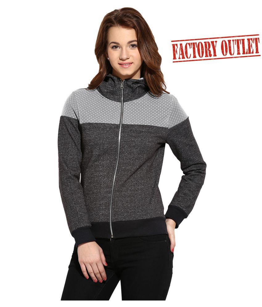 Campus Sutra Gray Cotton Zippered