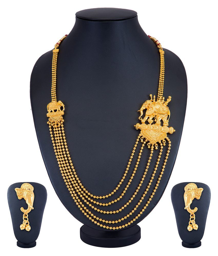 Sukkhi Alluring 5 String Bahubali Inspired Gold Plated Necklace Set for