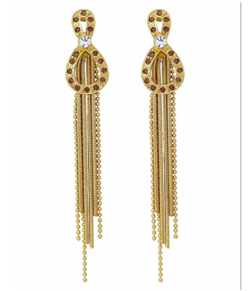 Apriati Exquisite Gold Plated Earrings With Gold Bead Chains, Links And ...