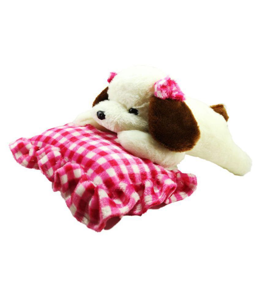     			Tickles Cute Laying Puppy with Cushion Soft Stuffed Plush Animal Toy for Kids Birthday Gift (Color: White Size: 40cm)