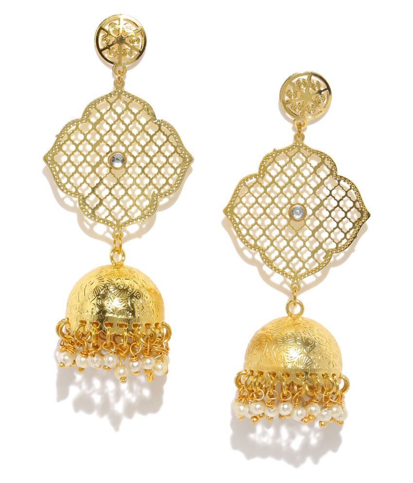 RUBANS Gold Color Dome Shaped Jhumkas Buy RUBANS Gold Color Dome