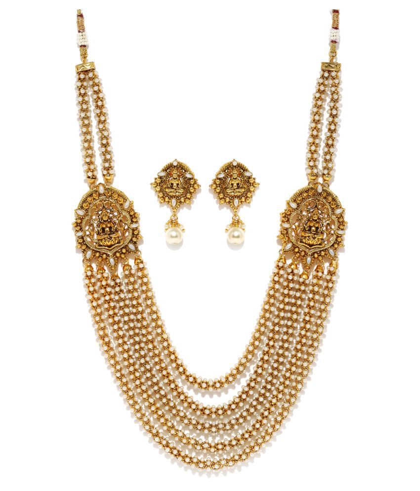 Rubans Gold Color Ethnic Pearls Necklace Chain - Buy Rubans Gold Color ...