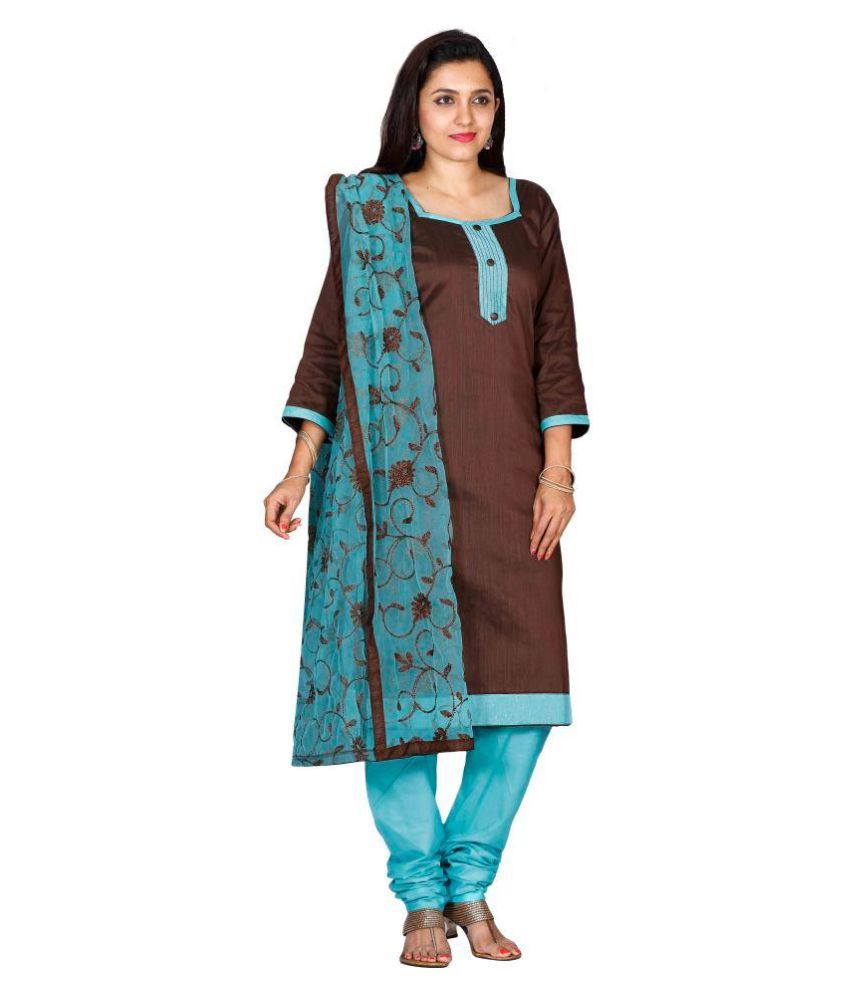 The Chennai Silks Brown Cotton Dress Material Buy The Chennai Silks
