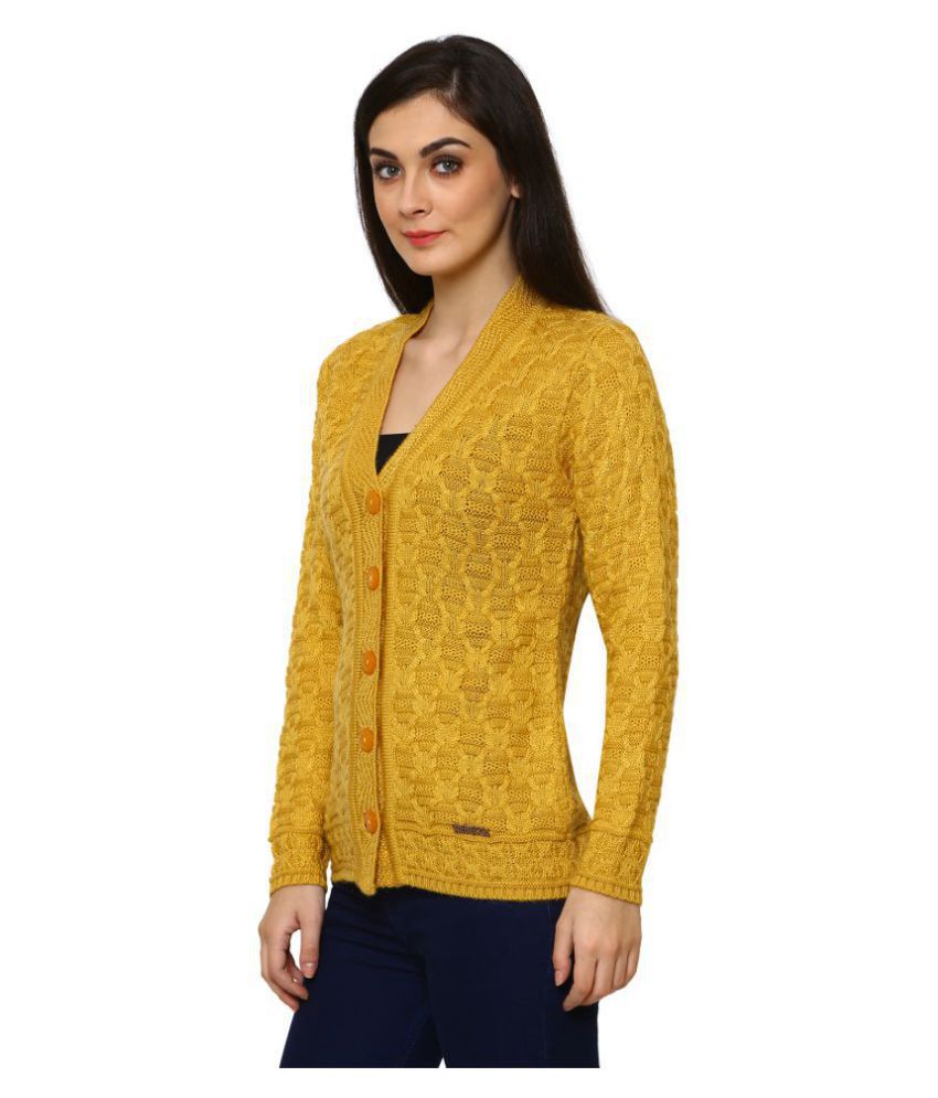 Buy Rebecca Woollen Yellow Buttoned Cardigans Online at Best Prices in ...