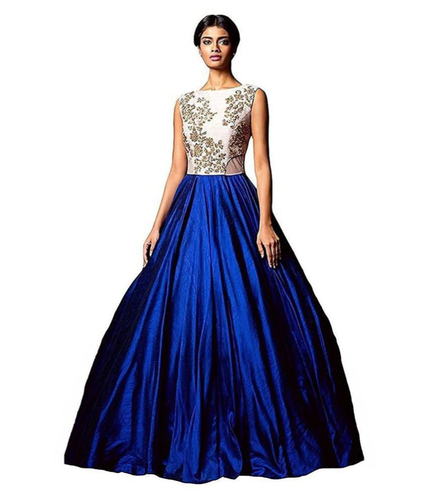 Nena Fashion Silk Blue Gown - Buy Nena Fashion Silk Blue Gown Online at ...