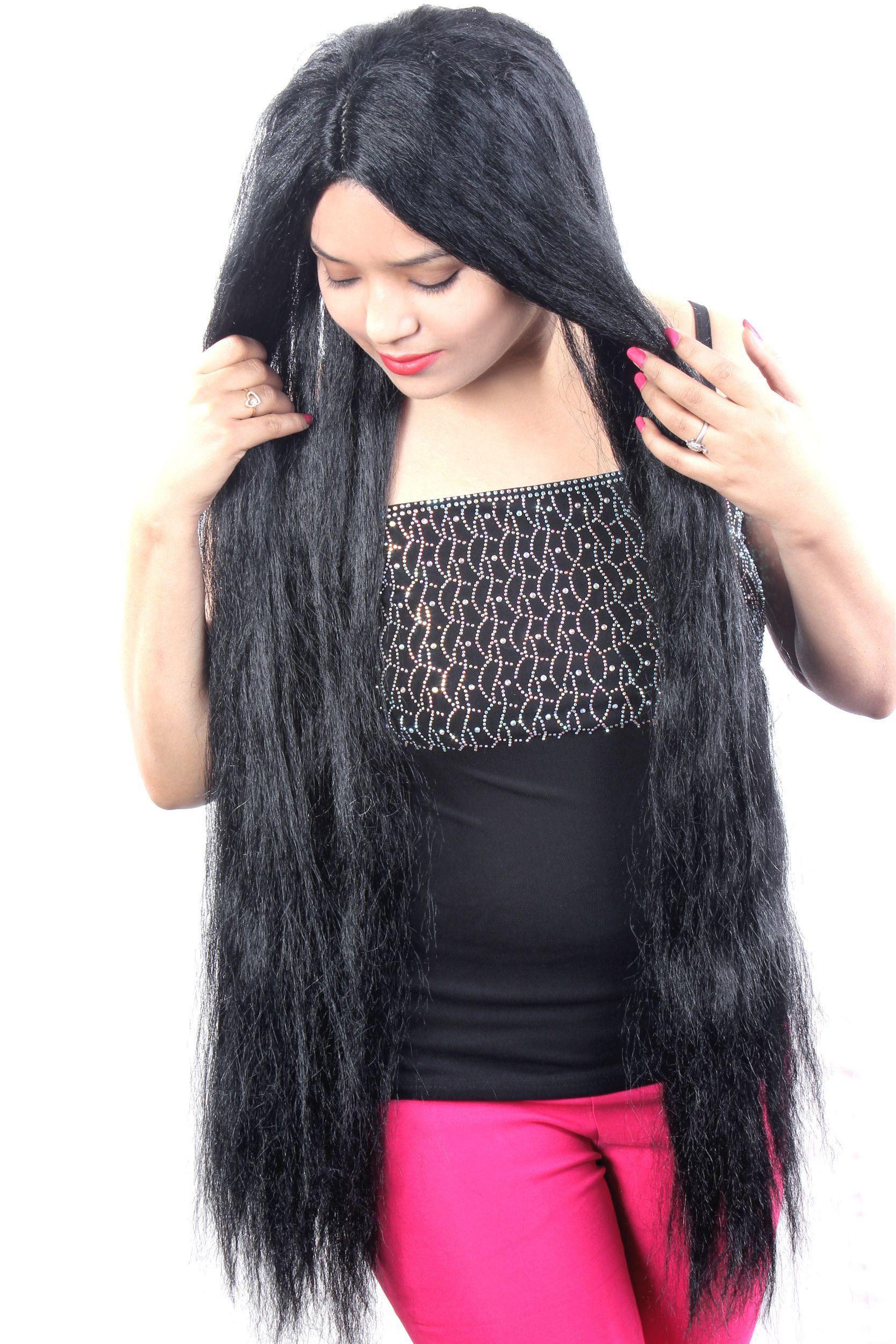 31 inch Indian Hi Long Women Black Hair wig Straight Long Indian style