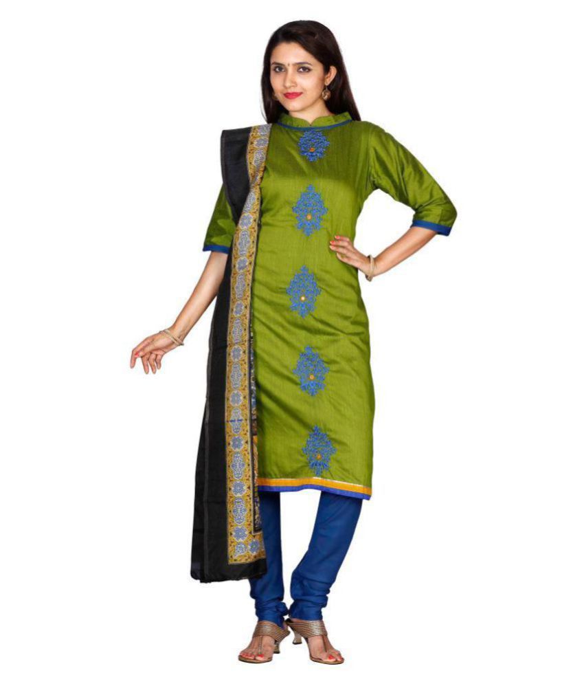 The Chennai Silks Green Cotton Dress Material Buy The Chennai Silks