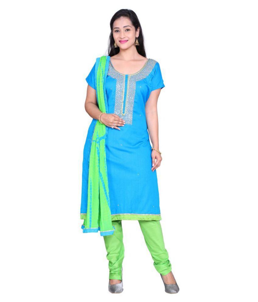 The Chennai Silks Blue Cotton Dress Material Buy The Chennai Silks
