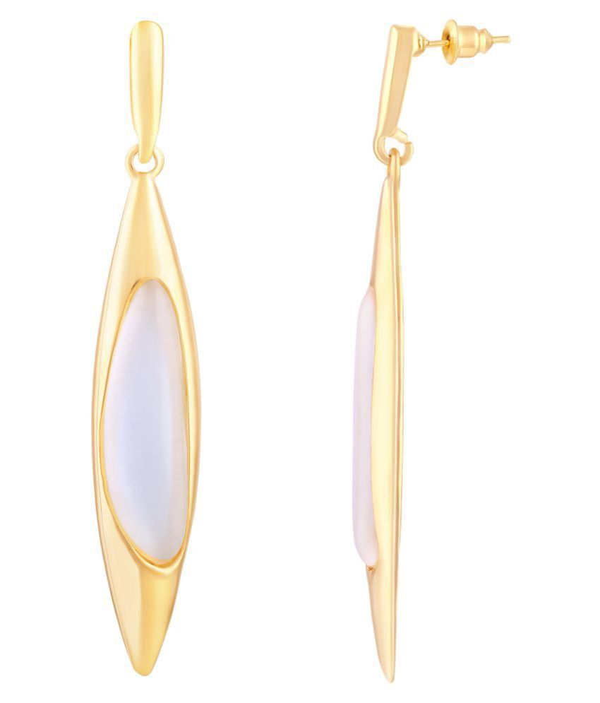     			Asmitta Stylish Marquise Shape With Crystal Gold Plated Dangle Earring For Women