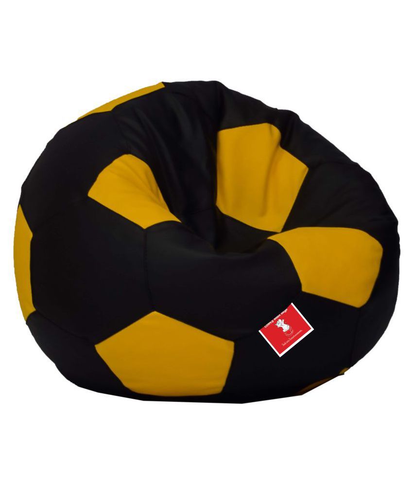 Comfy Bean Bags Football Bag Size Xl Filled With Beans Filler Black Yellow