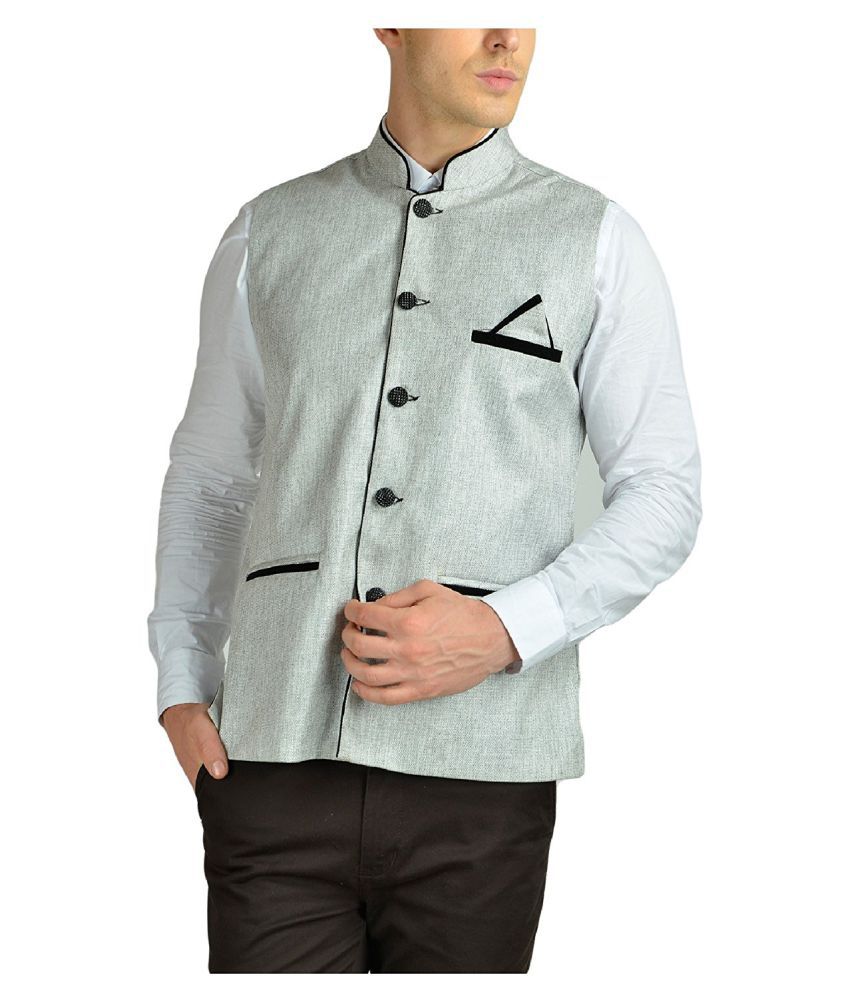     			FDN Grey Solid Formal Waistcoats